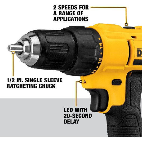 DEWALT - Kit de taladro/destornillador inalámbrico máximo de 20 V, 2 baterías y cargador incluido (DCD771C2) - Imagen 16