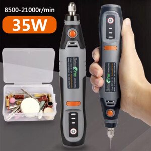 Taladro rotativo inalámbrico USB de 35 W, minitaladro Dremel para bricolaje, bolígrafo de grabado eléctrico de 3 velocidades, juego de taladro inalámbrico de 8500 rpm a 21000 rpm.