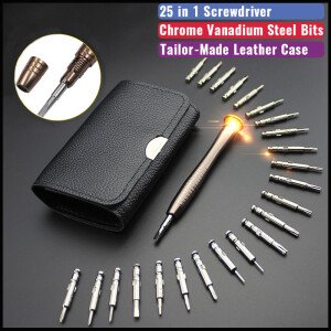Juego de destornilladores de precisión mini 25 en 1, magnéticos, Torx, electrónicos, herramientas de reparación y apertura para iPhone, cámara, reloj y PC.