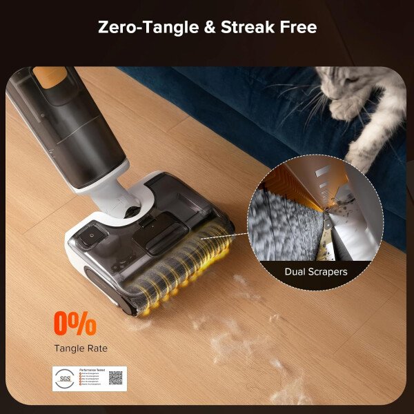 roborock F25 GT - Trapeador de vacío todo en uno, aspiradora en seco y húmedo, sin cable, 20000 Pa para suelos de baldosas de madera dura, piso de vinilo de madera dura, de borde a borde, trapeador - Imagen 3