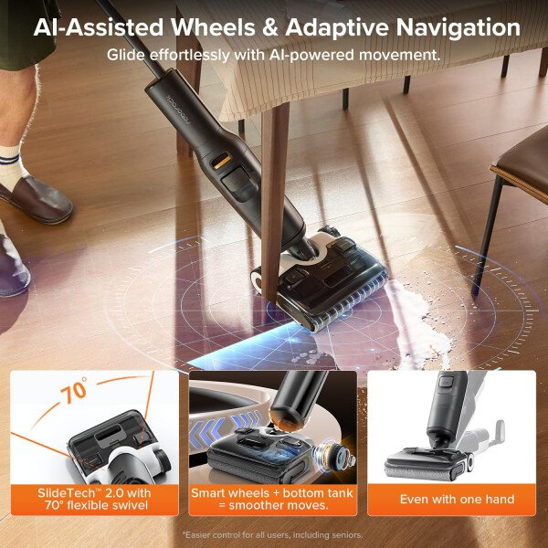 roborock F25 GT - Trapeador de vacío todo en uno, aspiradora en seco y húmedo, sin cable, 20000 Pa para suelos de baldosas de madera dura, piso de vinilo de madera dura, de borde a borde, trapeador - Imagen 12