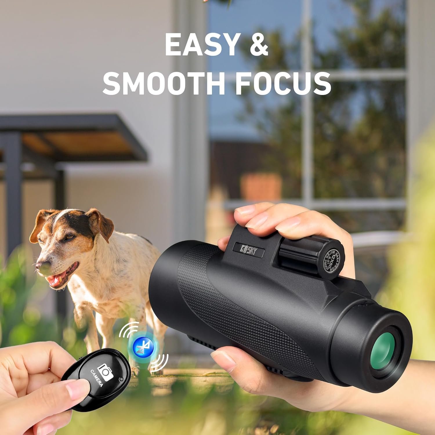 Gosky Monocular HD de 15 x 52 pulgadas, monocular para adultos de alta potencia con trípode, monocular compacto con prisma BAK4 y lente FMC, control remoto de cámara Bluetooth, monoculares para caza, - Imagen 2
