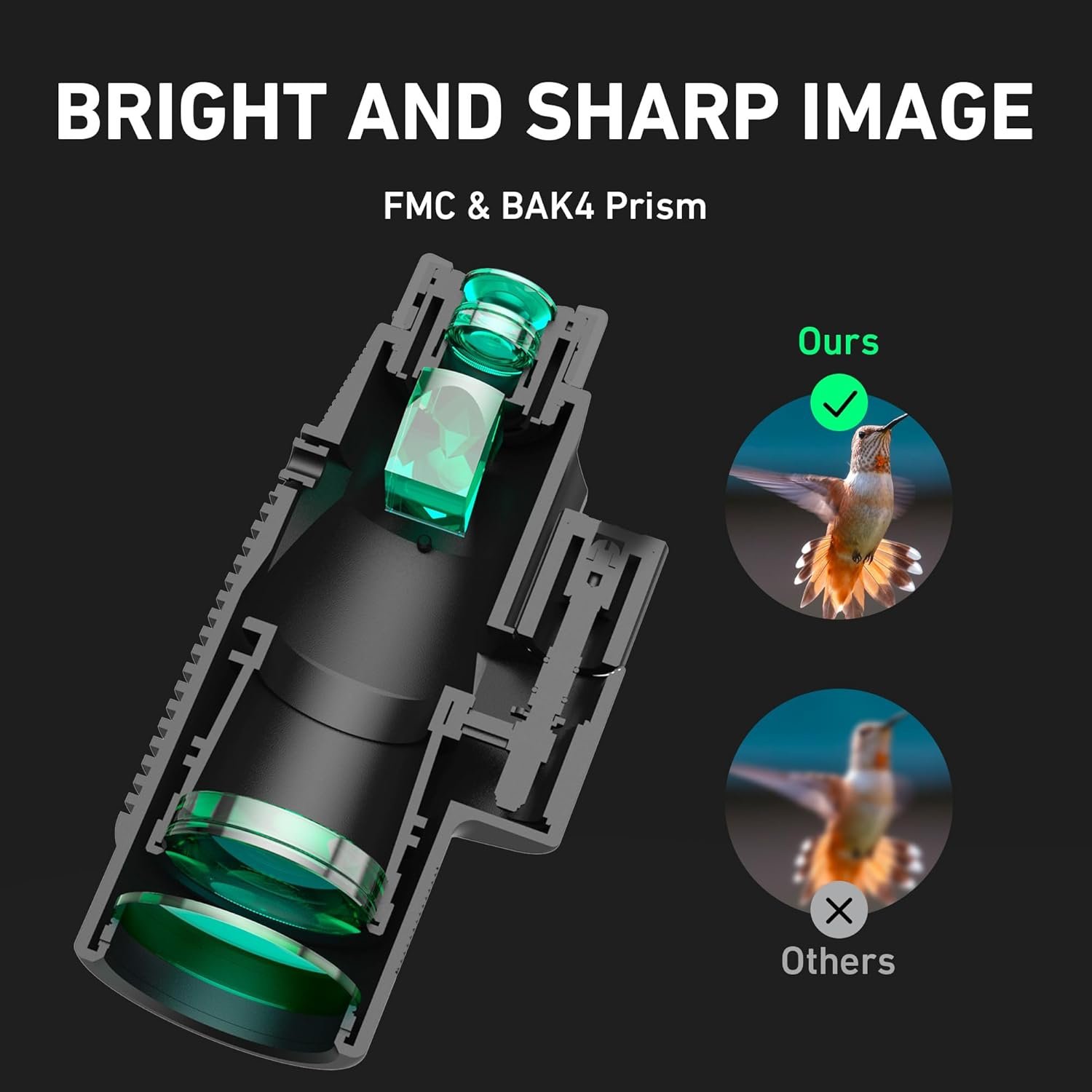 Gosky Monocular HD de 15 x 52 pulgadas, monocular para adultos de alta potencia con trípode, monocular compacto con prisma BAK4 y lente FMC, control remoto de cámara Bluetooth, monoculares para caza, - Imagen 3