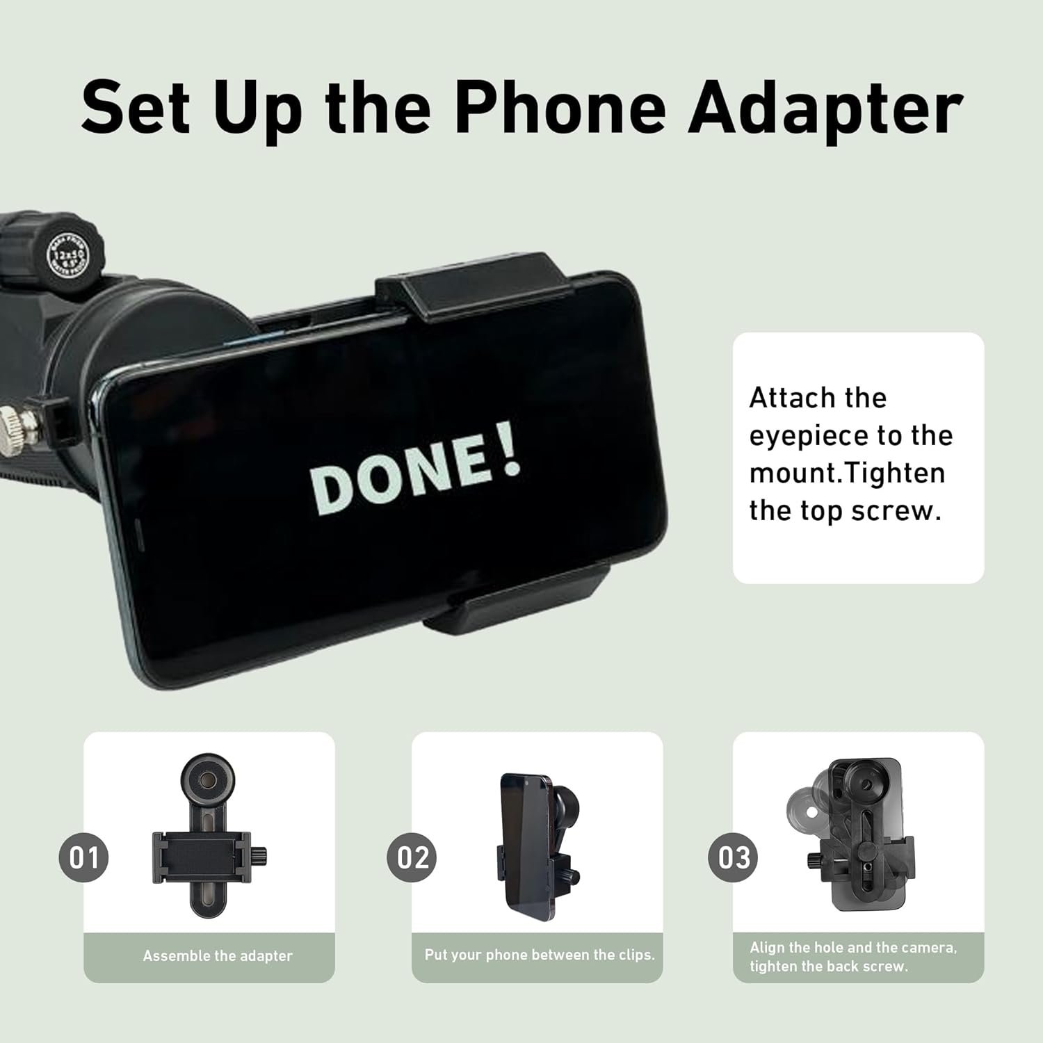Gosky Monocular HD de 15 x 52 pulgadas, monocular para adultos de alta potencia con trípode, monocular compacto con prisma BAK4 y lente FMC, control remoto de cámara Bluetooth, monoculares para caza, - Imagen 6