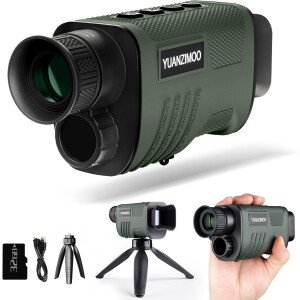 Telescopio monocular digital infrarrojo monocular mejorado de visión nocturna para 100% oscuridad con zoom 8X 2000mAh batería recargable trípode 32 GB tarjeta SD y lector de tarjetas, para adultos