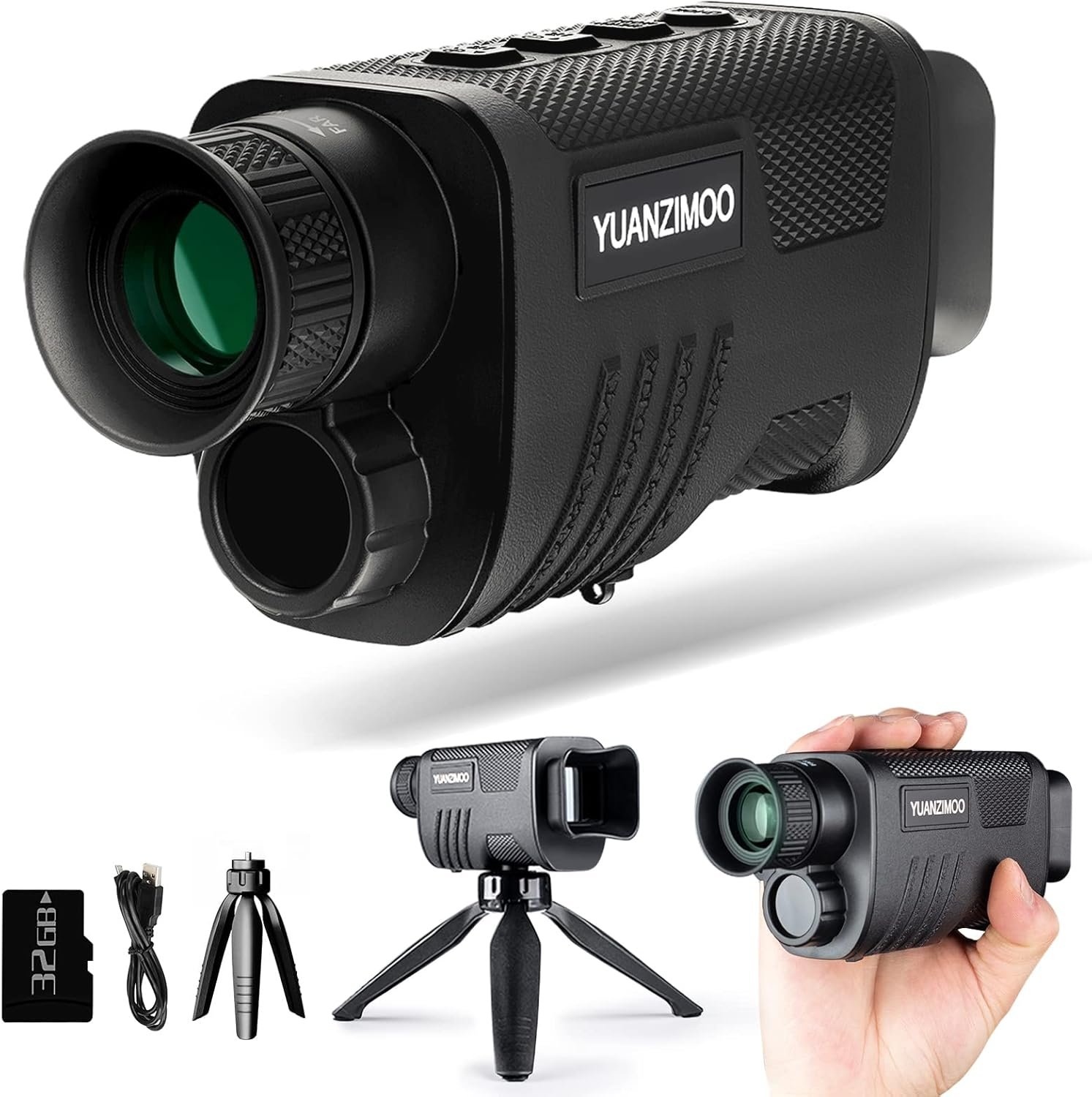 Telescopio monocular digital infrarrojo monocular mejorado de visión nocturna para 100% oscuridad con zoom 8X 2000mAh batería recargable trípode 32 GB tarjeta SD y lector de tarjetas, para adultos - Imagen 7