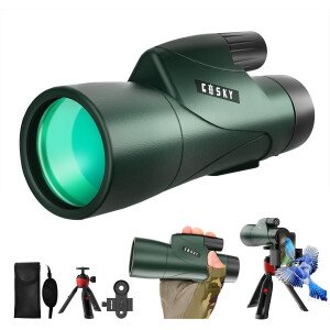 Gosky - Telescopio monocular de alta definición de 12 x 55 pulgadas y soporte rápido para teléfono inteligente – 2019 Monocular impermeable -BAK4 prisma para la vida silvestre, observación de aves, caza, camping, viajes, vida silvestre y seguridad.