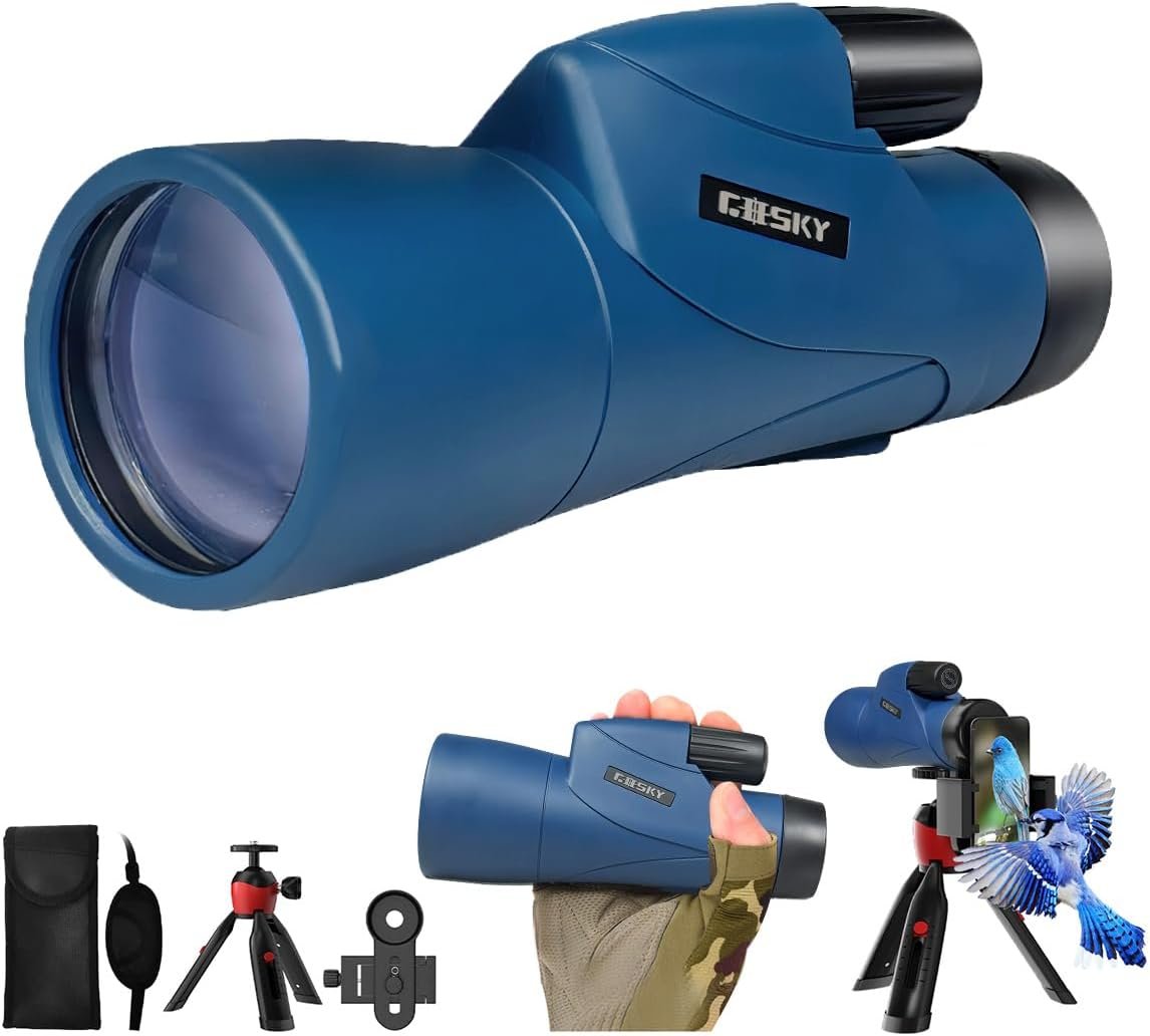 Gosky - Telescopio monocular de alta definición de 12 x 55 pulgadas y soporte rápido para teléfono inteligente – 2019 Monocular impermeable -BAK4 prisma para la vida silvestre, observación de aves, caza, camping, viajes, vida silvestre y seguridad. - Imagen 9