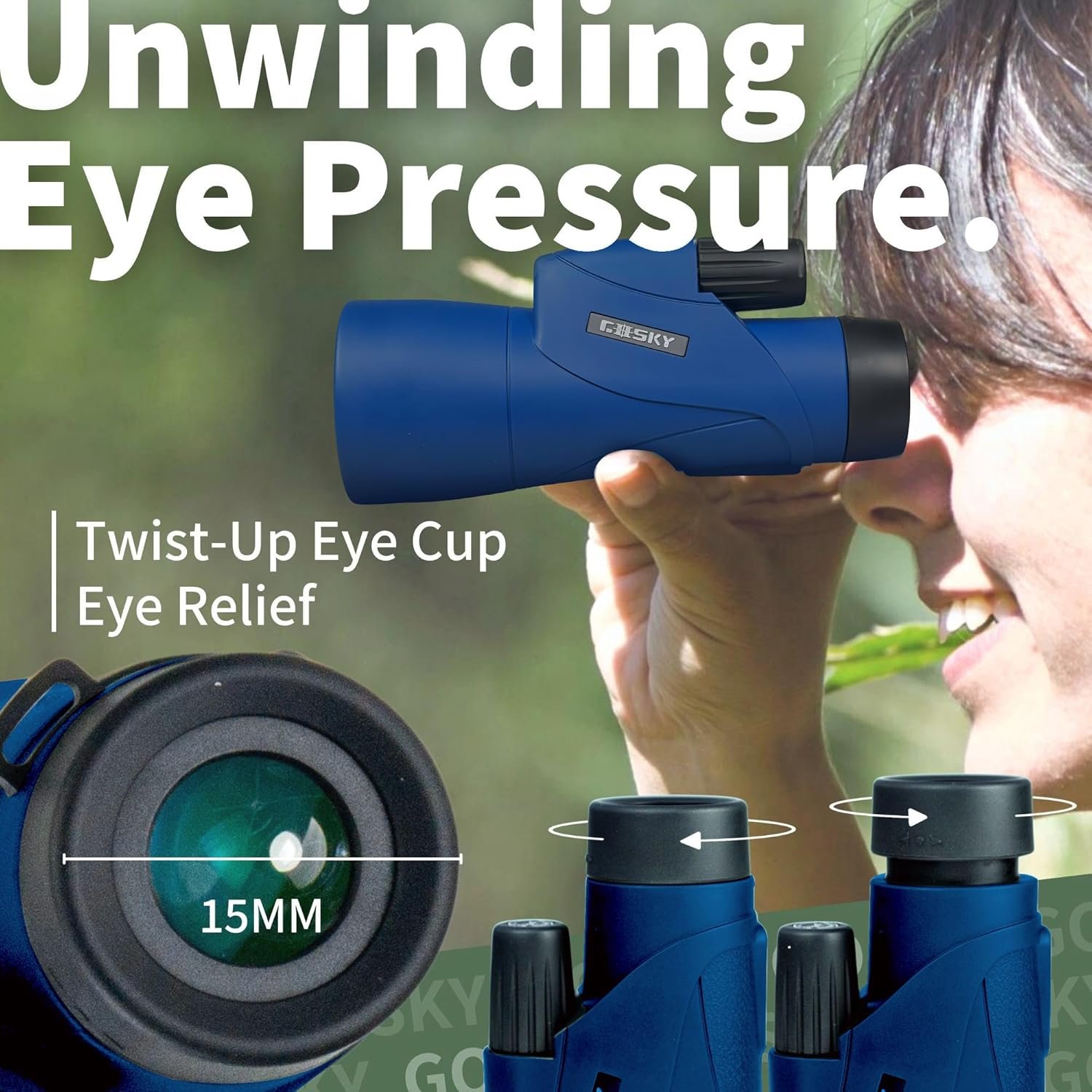 Gosky - Telescopio monocular de alta definición de 12 x 55 pulgadas y soporte rápido para teléfono inteligente – 2019 Monocular impermeable -BAK4 prisma para la vida silvestre, observación de aves, caza, camping, viajes, vida silvestre y seguridad. - Imagen 10