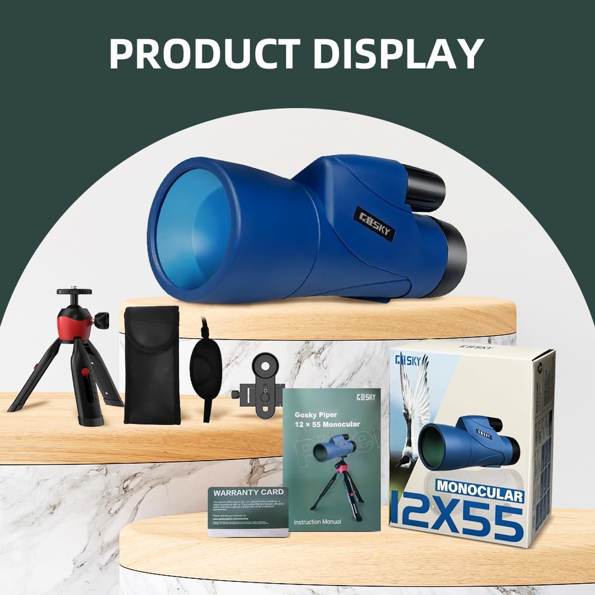 Gosky - Telescopio monocular de alta definición de 12 x 55 pulgadas y soporte rápido para teléfono inteligente – 2019 Monocular impermeable -BAK4 prisma para la vida silvestre, observación de aves, caza, camping, viajes, vida silvestre y seguridad. - Imagen 14