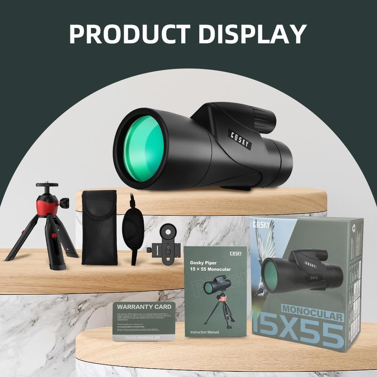 Gosky - Telescopio monocular de alta definición de 12 x 55 pulgadas y soporte rápido para teléfono inteligente – 2019 Monocular impermeable -BAK4 prisma para la vida silvestre, observación de aves, caza, camping, viajes, vida silvestre y seguridad. - Imagen 23