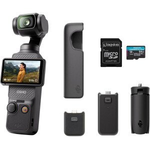 DJI Osmo Pocket 3 Capture More Combo, cámara de vlogging con CMOS de 1 pulgada y video 4K/120fps, estabilización de 3 ejes, enfoque rápido, seguimiento de rostro/objeto, pantalla táctil giratoria de 2