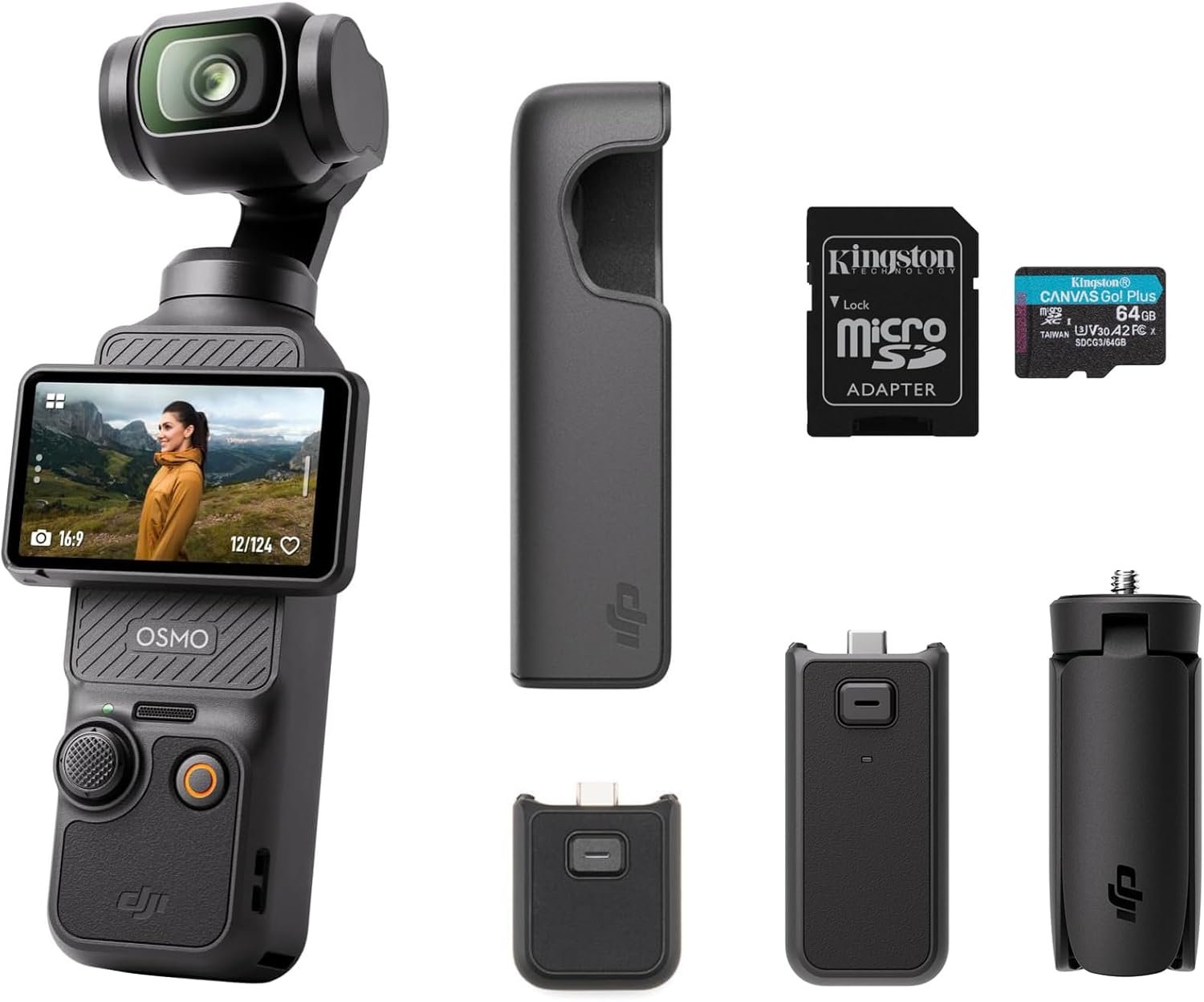 DJI Osmo Pocket 3 Capture More Combo, cámara de vlogging con CMOS de 1 pulgada y video 4K/120fps, estabilización de 3 ejes, enfoque rápido, seguimiento de rostro/objeto, pantalla táctil giratoria de 2