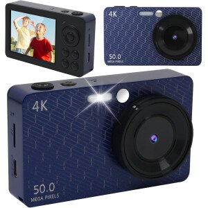 Cámara digital, cámara 4K de enfoque automático para vlogging para fotografía con tarjeta de 32 GB, cámara digital portátil compacta de 50 MP para adolescentes, adultos principiantes con zoom de 16X