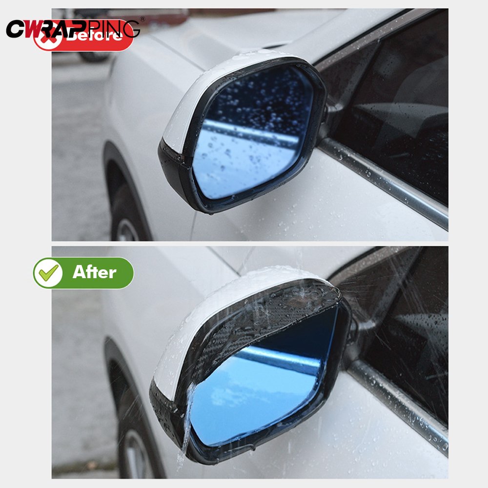 2 protectores de fibra de carbono para espejo retrovisor de coche, parasol, protección contra la lluvia, visión clara, accesorios para espejo retrovisor de coche. - Imagen 5