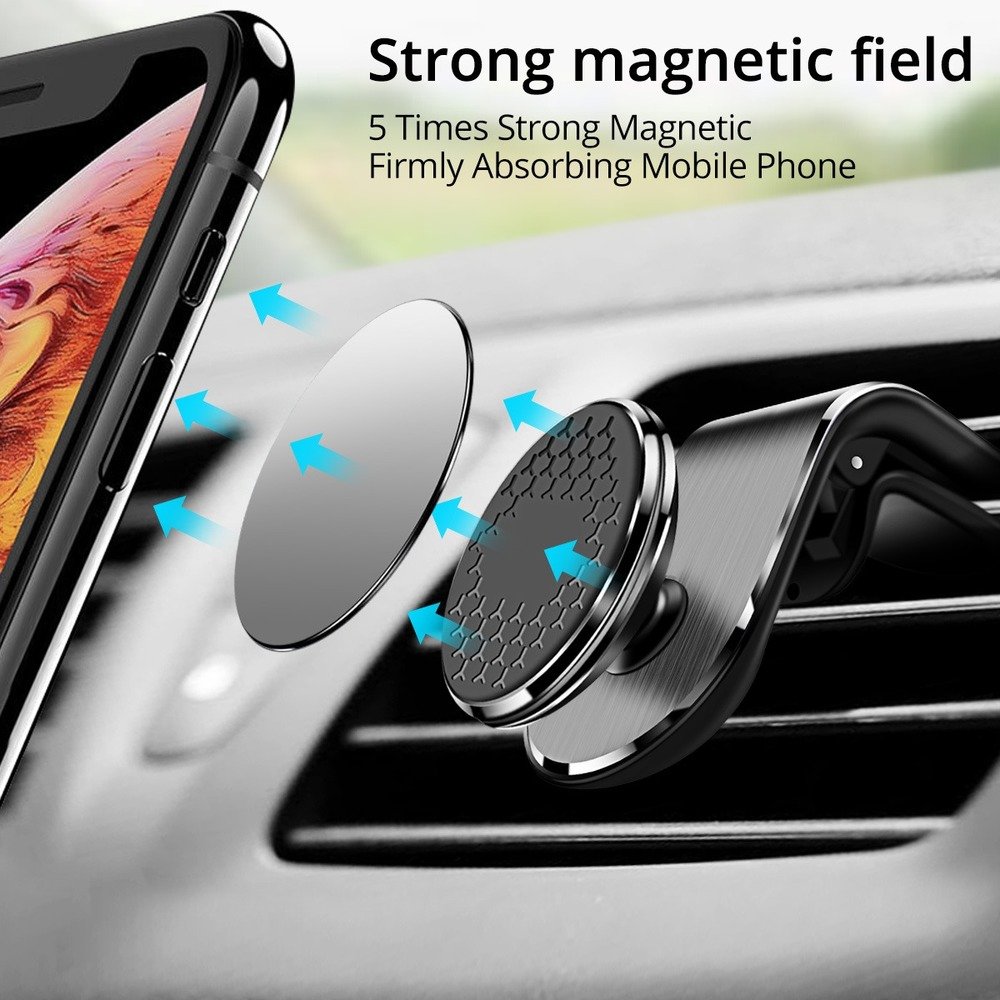 Soporte magnético para teléfono móvil con salida de aire para coche. Compatible con iPhone, Huawei y Samsung. Soporte giratorio de 360°. - Imagen 6