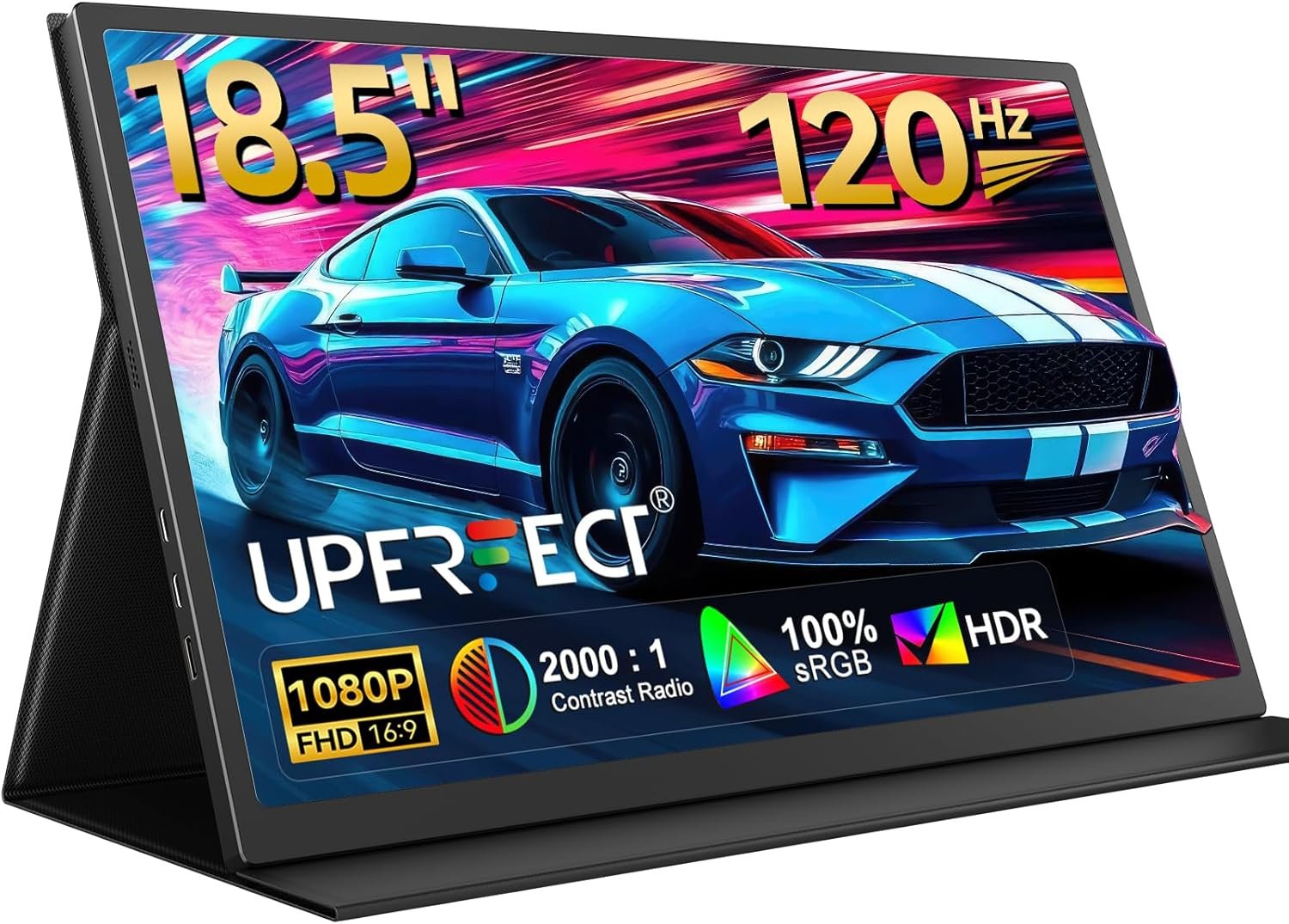 UPERFECT Monitor portátil QLED de 2.5 K, monitor portátil QHD de 16 pulgadas 2560 x 1600 QHD para juegos HDR FreeSync Monitor para laptop con VESA y funda inteligente, cuidado de los ojos mate - Imagen 4