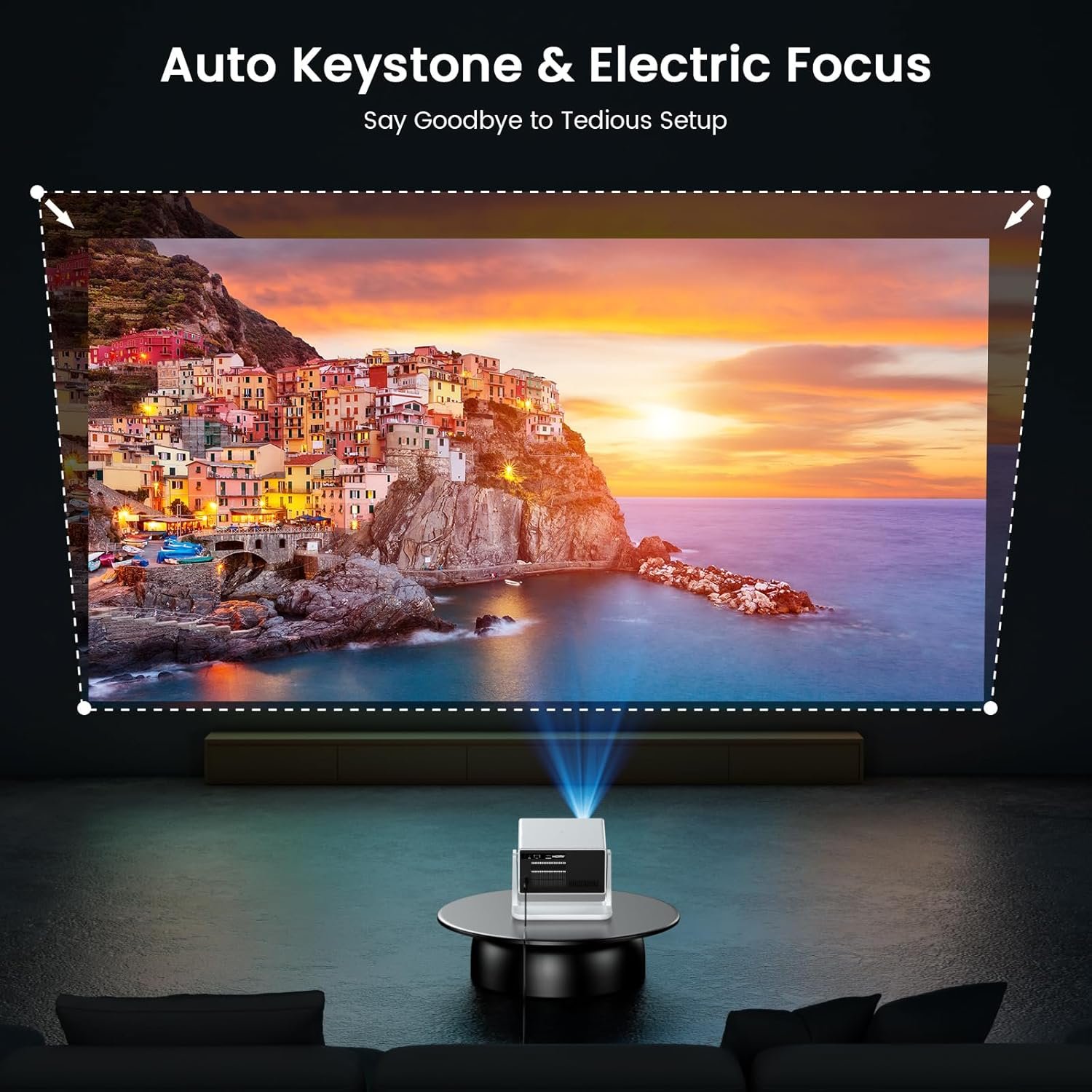 Proyector inteligente Full HD con licencia oficial de Netflix 1500ANSI con soporte, proyector HAPPRUN 4K con WiFi y Bluetooth, aplicaciones integradas, audio Dolby, proyector de películas para - Imagen 5