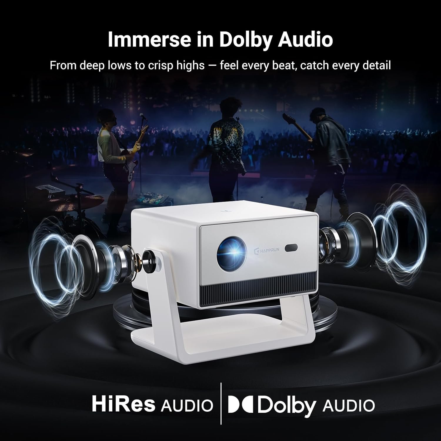 Proyector inteligente Full HD con licencia oficial de Netflix 1500ANSI con soporte, proyector HAPPRUN 4K con WiFi y Bluetooth, aplicaciones integradas, audio Dolby, proyector de películas para - Imagen 6