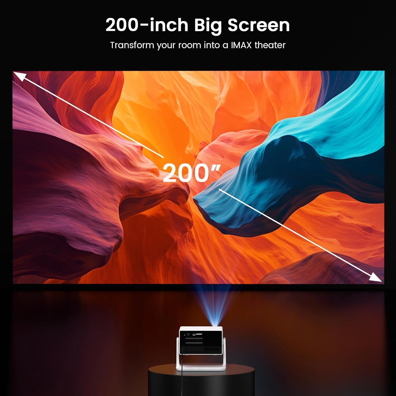 Proyector inteligente Full HD con licencia oficial de Netflix 1500ANSI con soporte, proyector HAPPRUN 4K con WiFi y Bluetooth, aplicaciones integradas, audio Dolby, proyector de películas para - Imagen 7