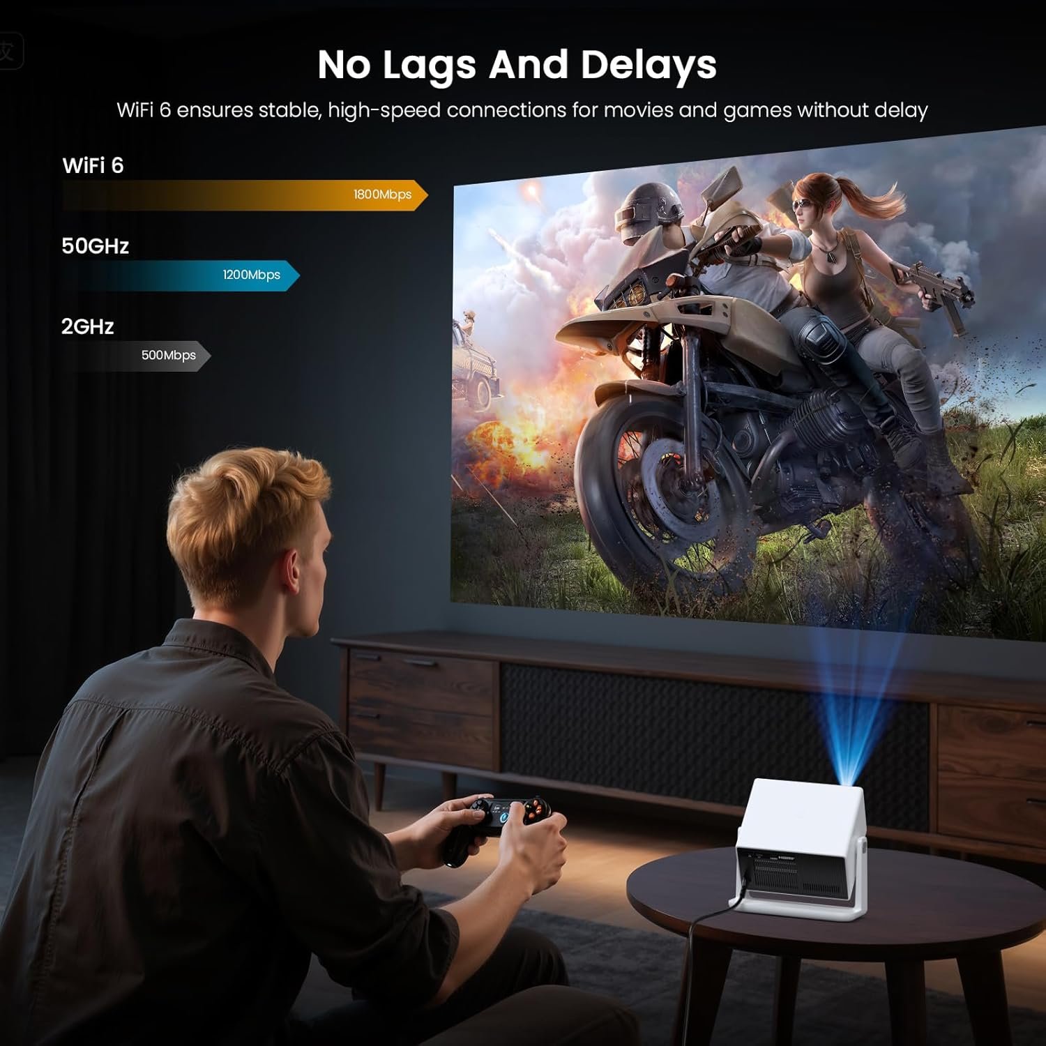 Proyector inteligente Full HD con licencia oficial de Netflix 1500ANSI con soporte, proyector HAPPRUN 4K con WiFi y Bluetooth, aplicaciones integradas, audio Dolby, proyector de películas para - Imagen 8