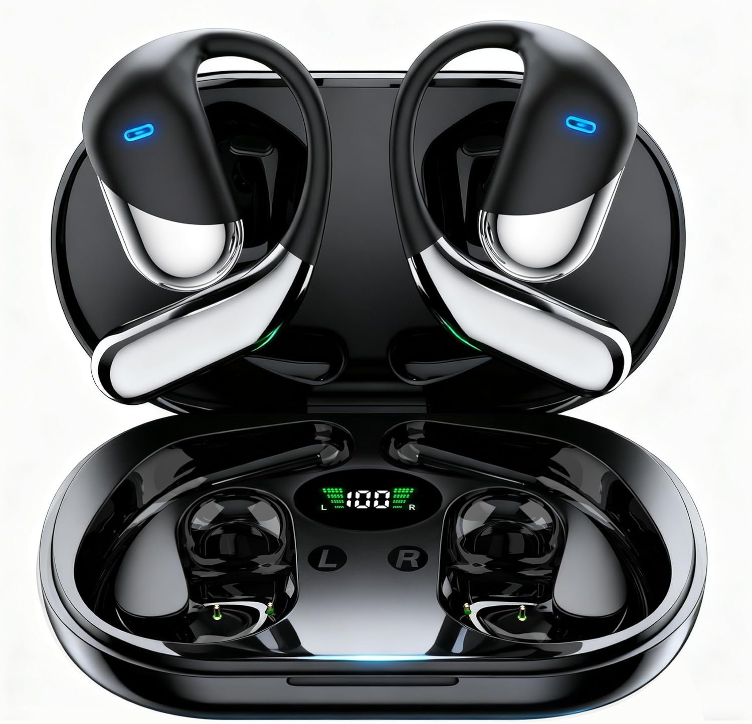 Auriculares de traducción AI en tiempo real, auriculares de oído abierto, 168 idiomas, tiempo de reproducción de 60 horas, carga rápida, dispositivo de traducción 4 en 1, auriculares