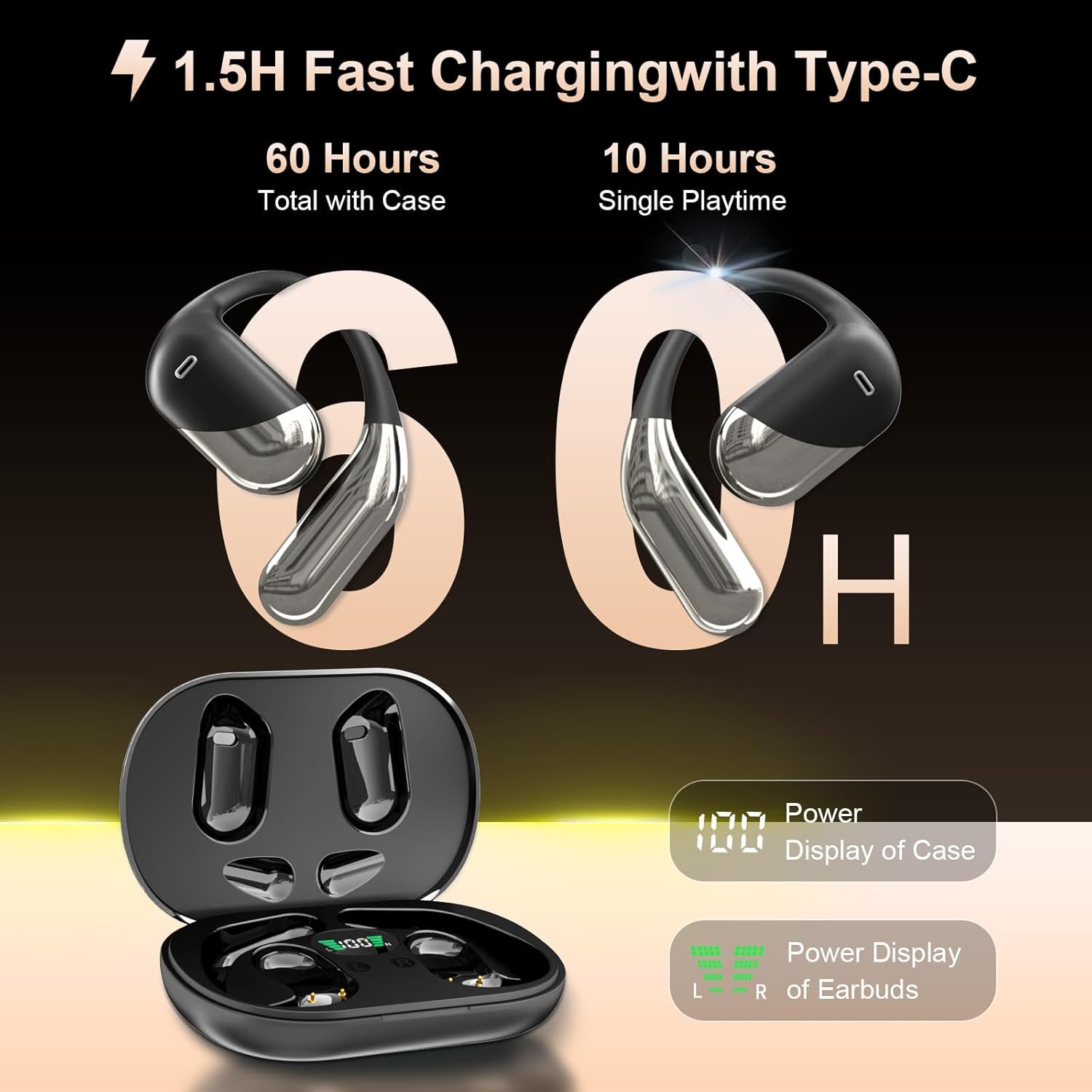 Auriculares de traducción AI en tiempo real, auriculares de oído abierto, 168 idiomas, tiempo de reproducción de 60 horas, carga rápida, dispositivo de traducción 4 en 1, auriculares - Imagen 3