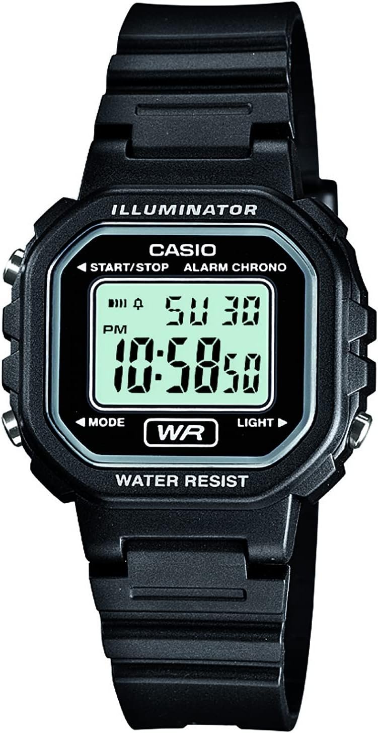 Casio Serie LA20WH | Reloj digital para mujer | Resistente al agua | Luz LED | Calendario automático | Indicación de la fecha | Cronómetro 1/100 SEC | Mantenimiento de la hora regular (HR, Min, SEC, PM, fecha, día) | Batt de 5 años - Imagen 3
