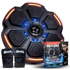 Máquina de boxeo musical con guantes, 9 velocidades y 9 modos, trae la arena de boxeo a casa con luces reflejas inteligentes, entrenador de perforación de música para fitness y diversión en el hogar