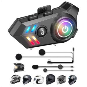 Auriculares Bluetooth para casco de motocicleta, altavoces Bluetooth para casco con micrófono, batería grande de 1000 mAh, auriculares para motocicleta IPX68, automáticos