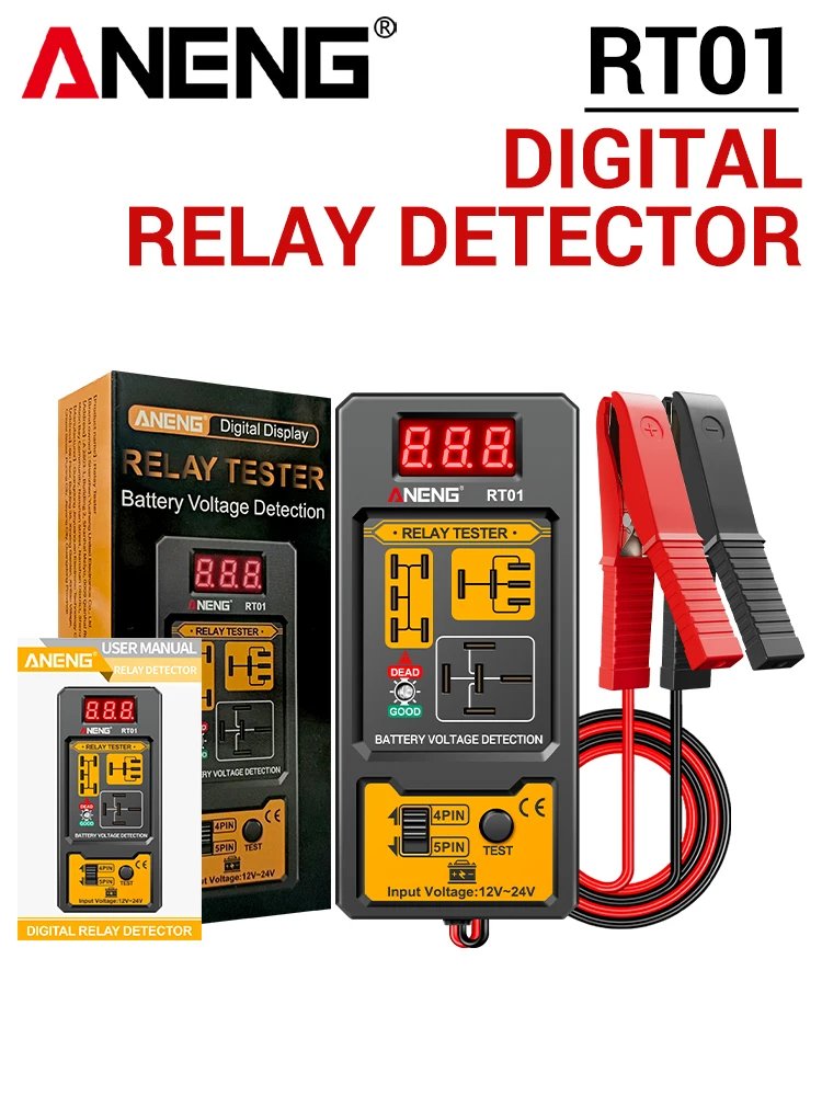 Detector de relés ANENG RT01 digital universal de 4/5 pines para baterías de coche, detección de vehículos, pantalla digital, probador de voltaje de baterías - Imagen 7