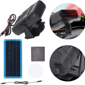 Panel solar de 30 W con calentador, calentador para coche, secado y calefacción, calentador de casa para mascotas en invierno, calentador eléctrico de velocidad de viento natural y cálido