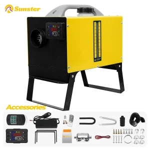 Calentador de coche de 8 kW, 12 V, 24 V y 110-240 V. Calentador de aire diésel todo en uno con interruptor LCD, control remoto y soporte de base. Calentador nocturno para garaje o camión.