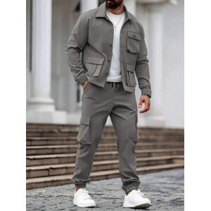Chaqueta utilitaria y pantalón cargo de hombre de estilo vintage estadounidense de otoño, conjunto resistente