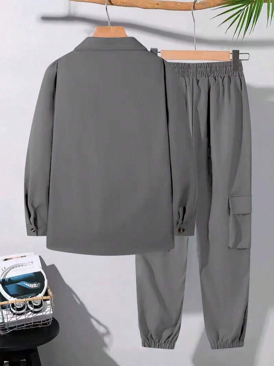 Chaqueta utilitaria y pantalón cargo de hombre de estilo vintage estadounidense de otoño, conjunto resistente - Imagen 3