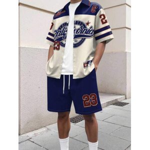 Manfinity Campus Court Conjunto de camisa de impresión digital, moda adecuada para el verano