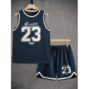 Manfinity ZONE917 Conjunto de chaleco azul marino talla estándar para hombre, de malla