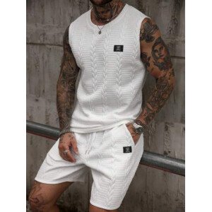 Manfinity Homme Conjunto de dos piezas de punto casual de hombre, juego de camiseta y pantalones cortos. Conjuntos de verano de dos piezas de pantalones cortos para hombre