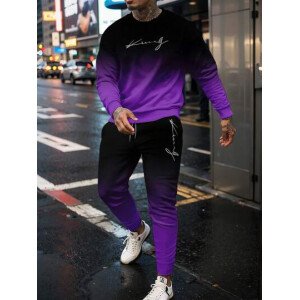 Conjunto de sudadera de cuello redondo y pantalones con estampado digital 3D, ropa de otoño para hombres, atuendos cómodos