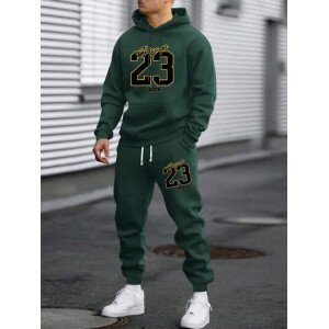 Conjunto de sudadera con capucha y pantalones de chándal de ajuste regular y peso ligero para hombres, con estampado numérico y de letras personalizado, outfit casual de moda con bolsillos y cintura con cordón, adecuado como regalo para esposo/novio, para usar en la calle, ir al trabajo, actividades al aire libre, ropa de otoño