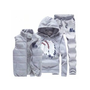 Conjunto deportivo de 3 piezas para hombre con forro polar grueso para el invierno: chaqueta con capucha, chaleco, conjunto a juego de pareja para otoño e invierno con forro polar grueso