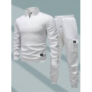 Manfinity Homme Conjunto de sudadera y pantalón de chándal con cordón para hombre, ropa de otoño