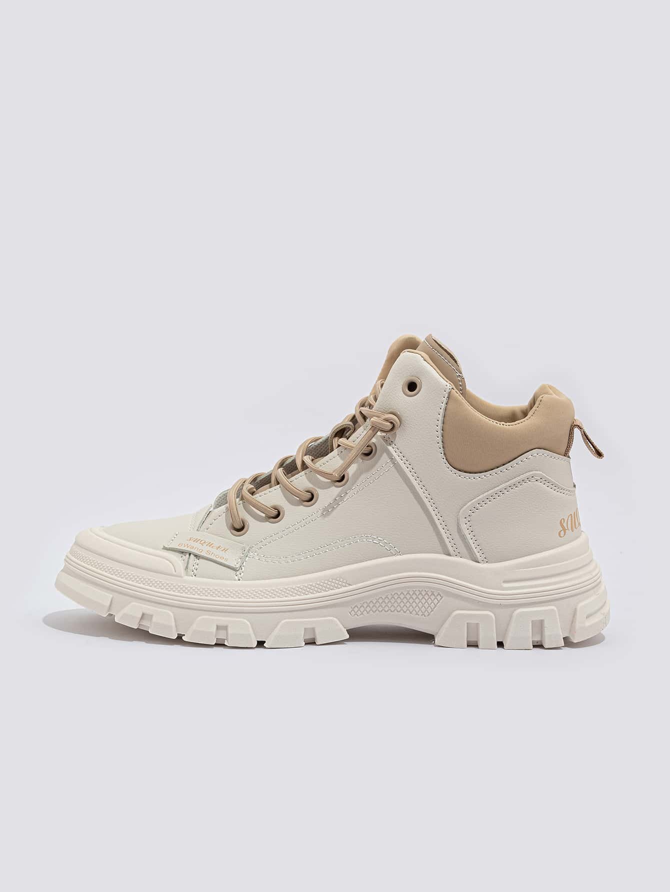 Zapatillas de deporte de suela gruesa con cordones y detalles de parches para mujer, para otoño/invierno - Imagen 11