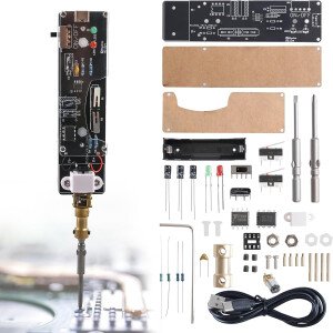 Kit de práctica de soldadura: kit de soldadura de destornillador eléctrico recargable de mano con 2 puntas de destornillador, proyecto de práctica de soldadura electrónica.