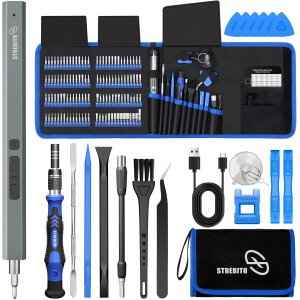 STREBITO Destornillador eléctrico, juego de destornilladores de precisión 144 en 1, 120 puntas magnéticas, almacenamiento organizado y portabilidad, kit de herramientas pequeño para electrónica