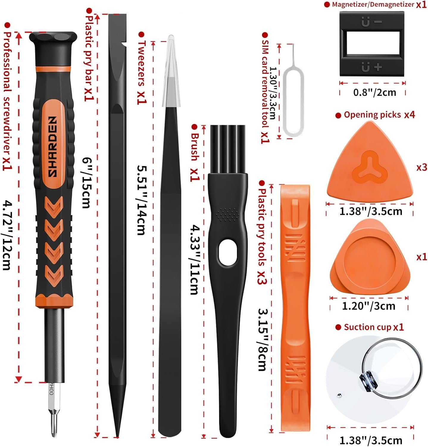 SHARDEN Juego de destornilladores de precisión pequeños 58 en 1 con estuche Kit de herramientas electrónicas profesionales para iPhone, MacBook, computadora, laptop, PC, RC, PS4, Xbox, anteojos, reloj - Imagen 2