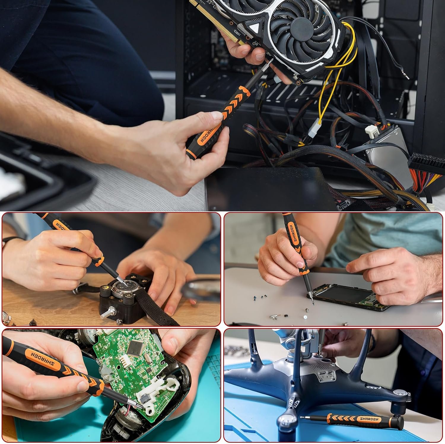 SHARDEN Juego de destornilladores de precisión pequeños 58 en 1 con estuche Kit de herramientas electrónicas profesionales para iPhone, MacBook, computadora, laptop, PC, RC, PS4, Xbox, anteojos, reloj - Imagen 8