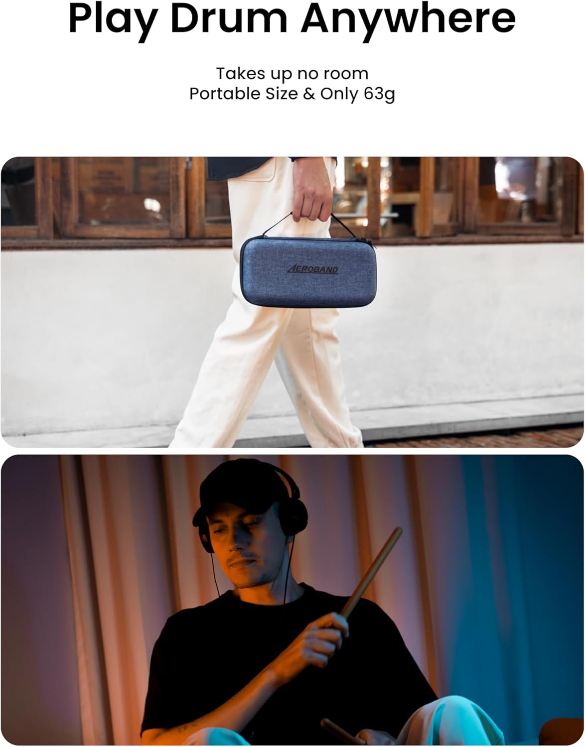 AeroBand Batería electrónica PocketDrum2 MAX 2025, palillos de batería de aire y pedales y adaptador Bluetooth, toca la batería en cualquier lugar y en cualquier momento, 8 tonos y USB Midi para - Imagen 3