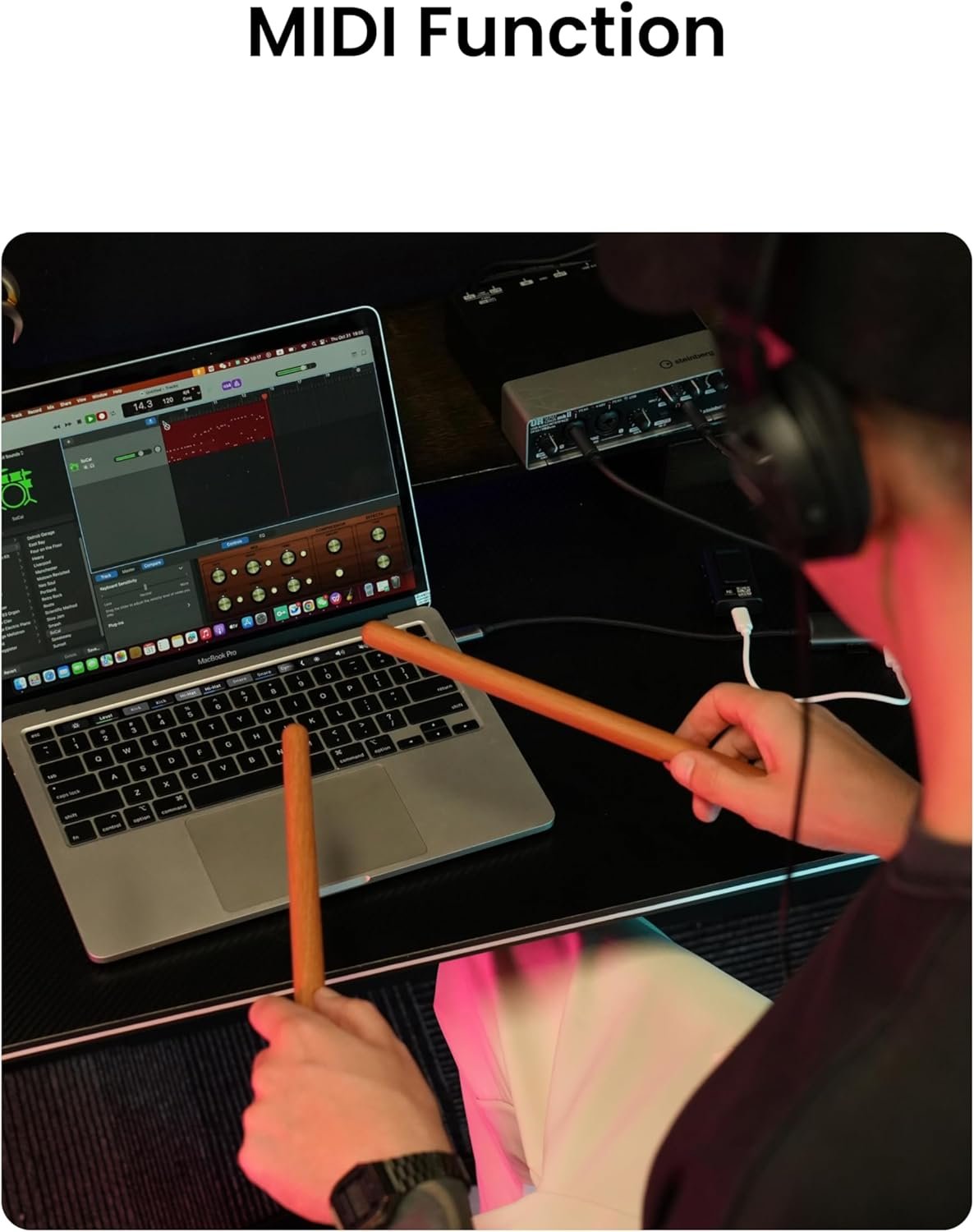 AeroBand Batería electrónica PocketDrum2 MAX 2025, palillos de batería de aire y pedales y adaptador Bluetooth, toca la batería en cualquier lugar y en cualquier momento, 8 tonos y USB Midi para - Imagen 7