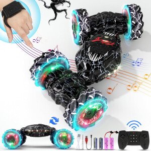 Coche de control remoto, 2.4Ghz 4WD con detección de gestos de gravedad, Monster Stunt Twist Truck Juguetes para niños y niñas de 5 a 7 años, auto RC Drift con música ligera, regalo para niños
